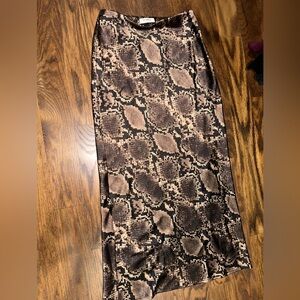 Snake Print Silky Maxi / Midi Ankle Skirt